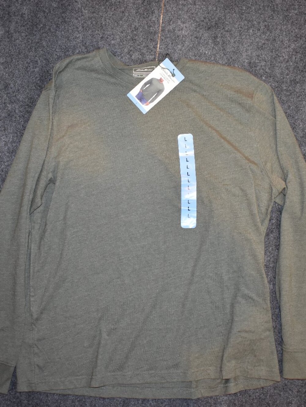 Eddie Bauer Men's Olive Green Crewneck Long-Sleeve Shirt Size Large